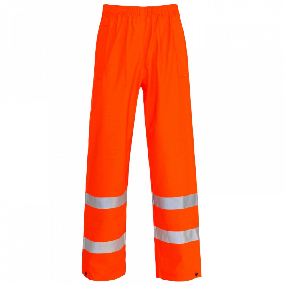 Hi Vis Breathable Waterproof Over Trousers Soft PU Material WorkWear